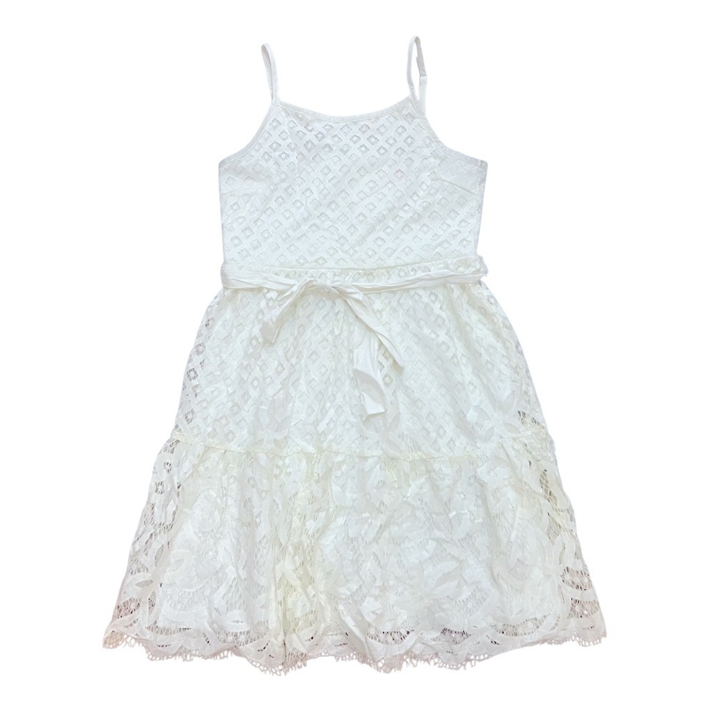 Justice White Spaghetti Strap Lace Sundress